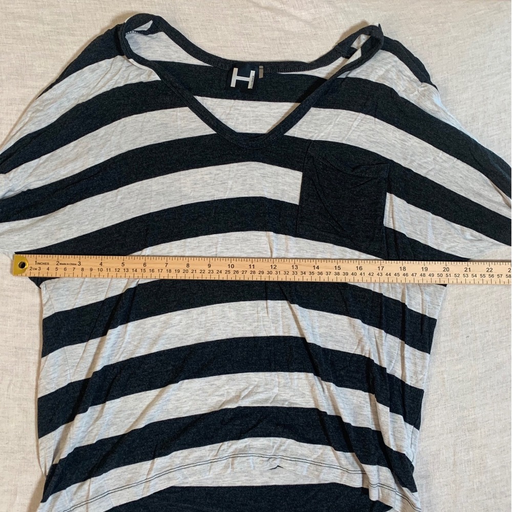 Heather By Bordeaux Knit Top Women's Black White Striped‎ Dolman Sleeve Tee - Picture 5 of 7